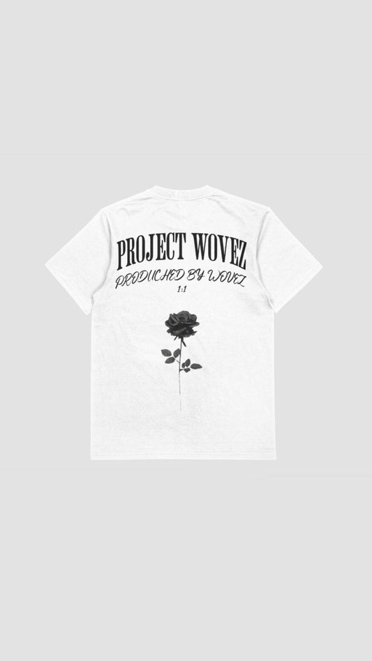 PROJECT WOVEZ FLOWER TEE WHITE BLACK